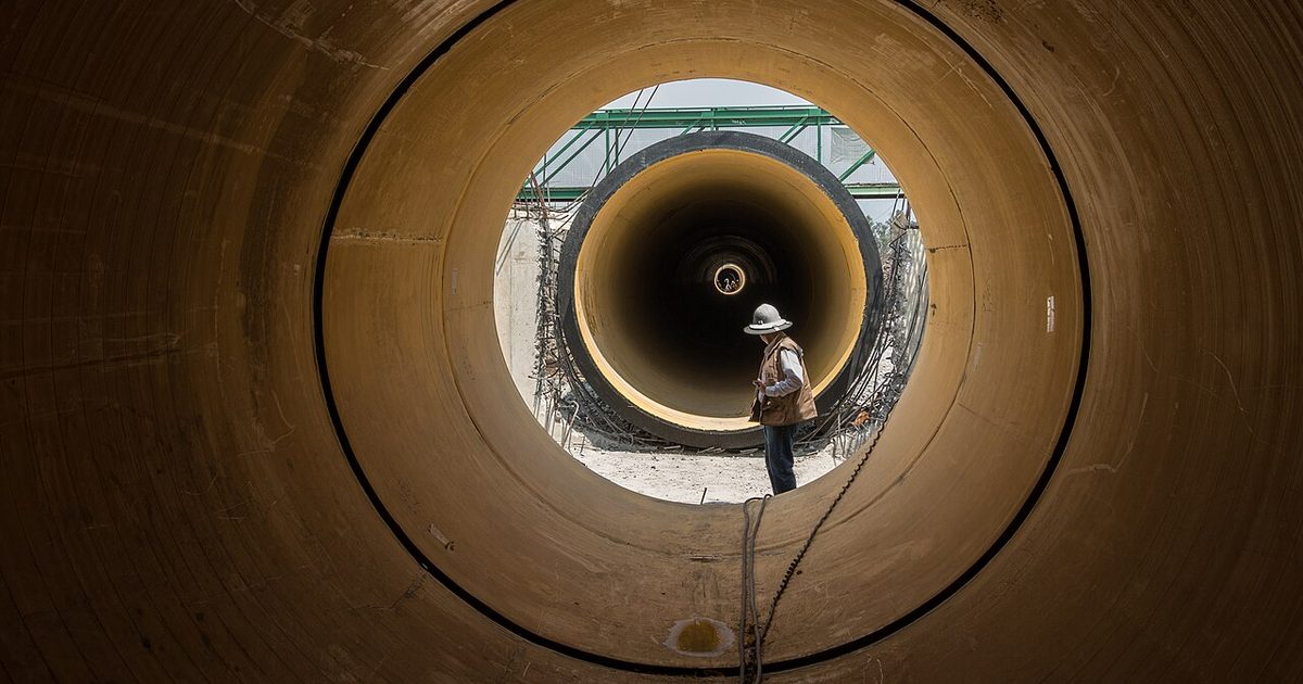 View inside a stormwater or sewer pipe during inspection